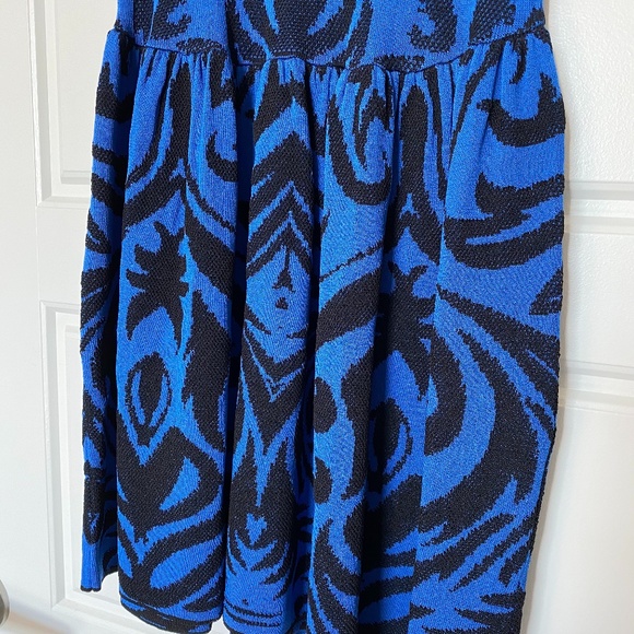 TORN BY RONNY KOBO BLUE BLACK STRETCHY MATERIAL DRESS SIZE SMALL - Picture 14 of 16